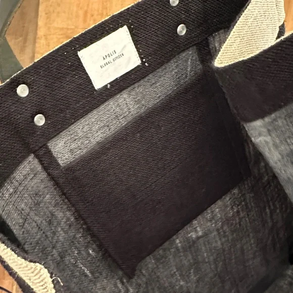 NWT Apolis + Little Bipsy Black Canvas Market Bag - Picture 5 of 11